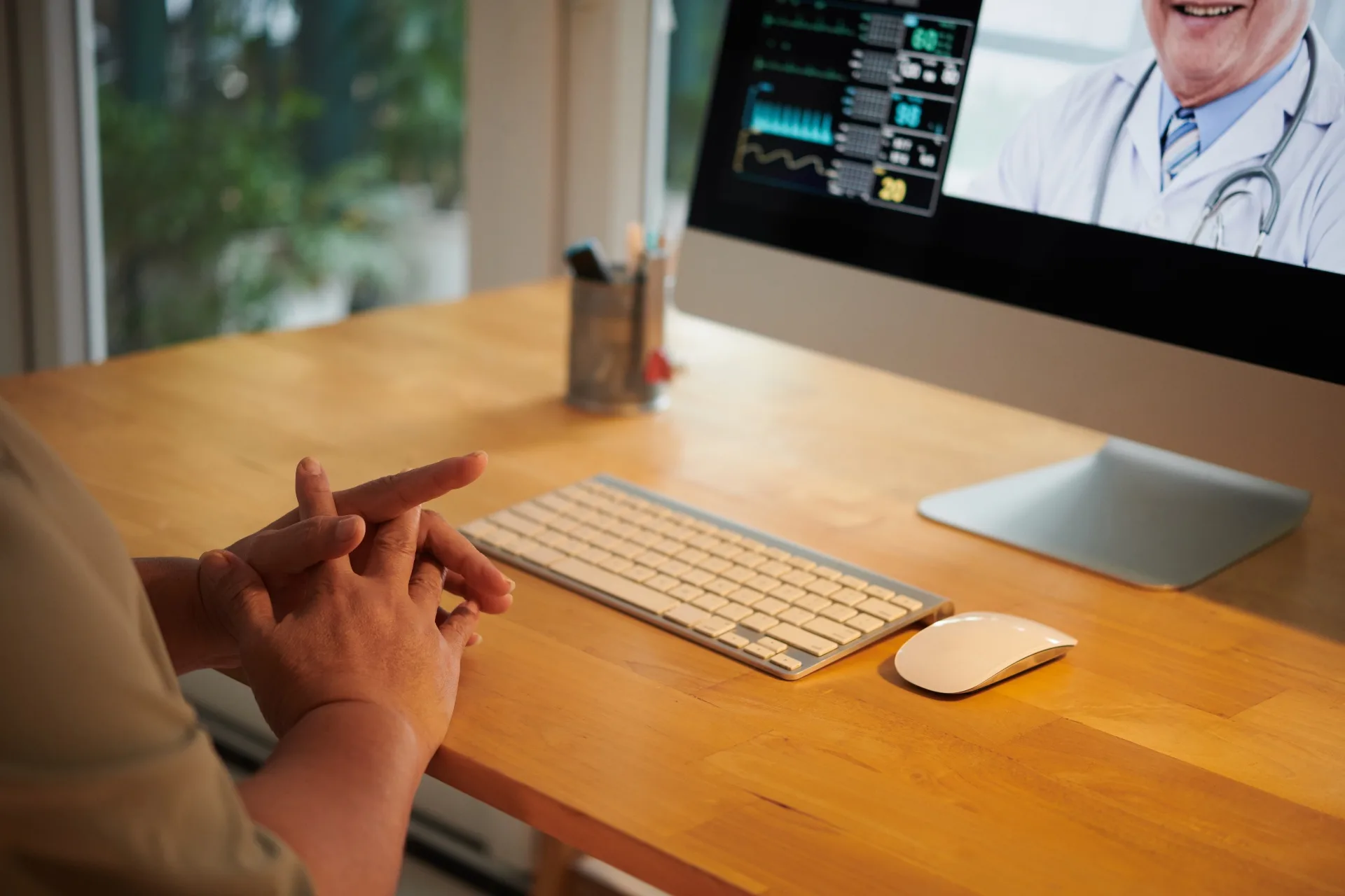 Clinician reviewing lab results with a patient via telehealth