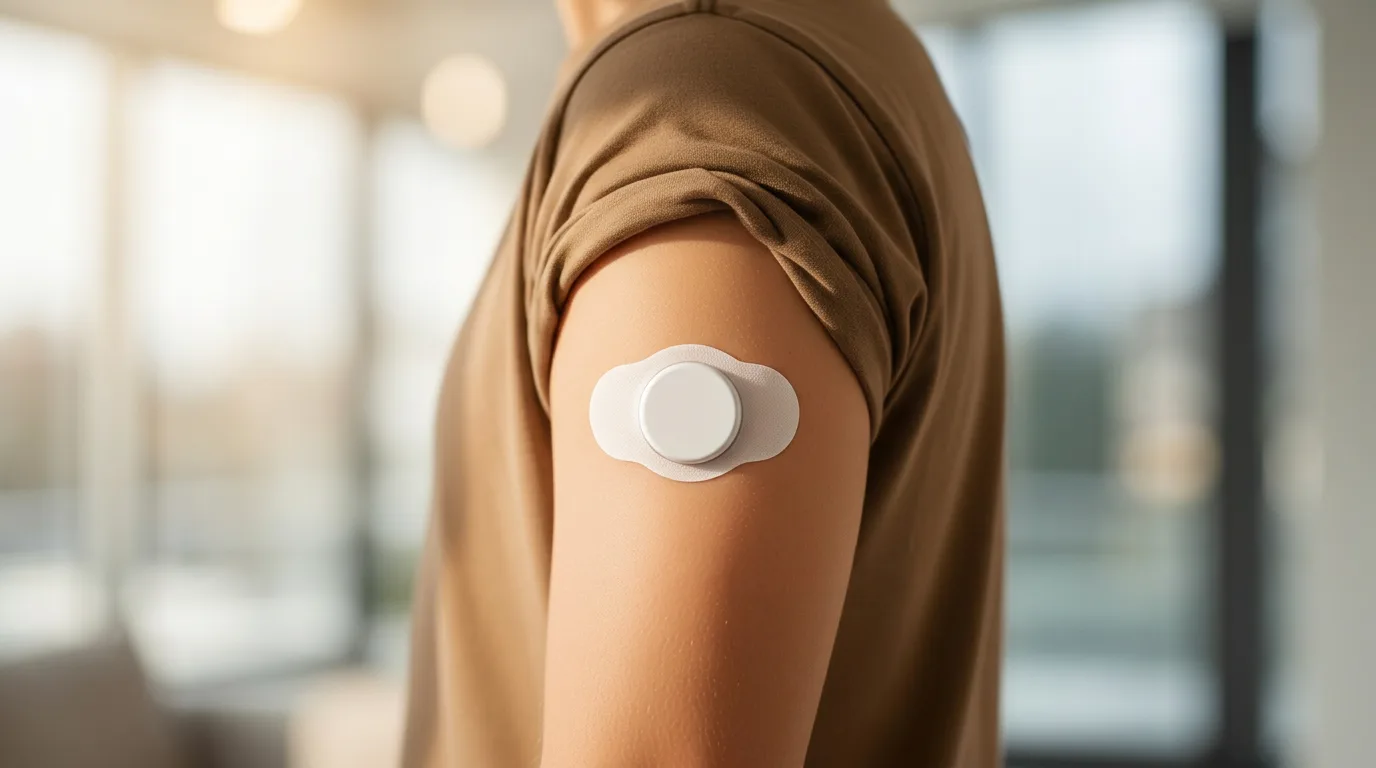 Continuous glucose monitor sensor on arm
