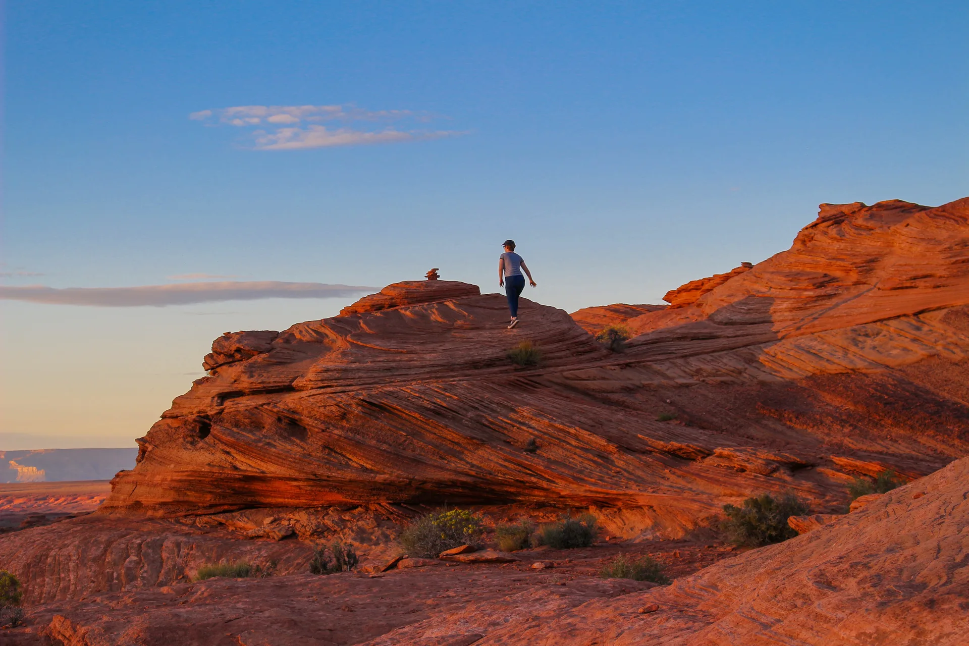 Active longevity and anti-aging medicine patient hiking in the Arizona desert