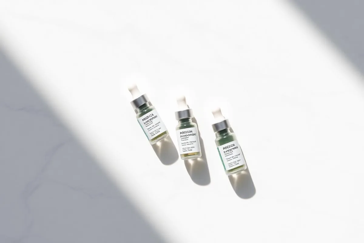 Peptide vials on marble surface